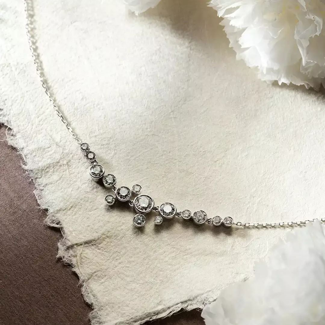 Sion Pırlanta Taşlı Beyaz Altın Kolye