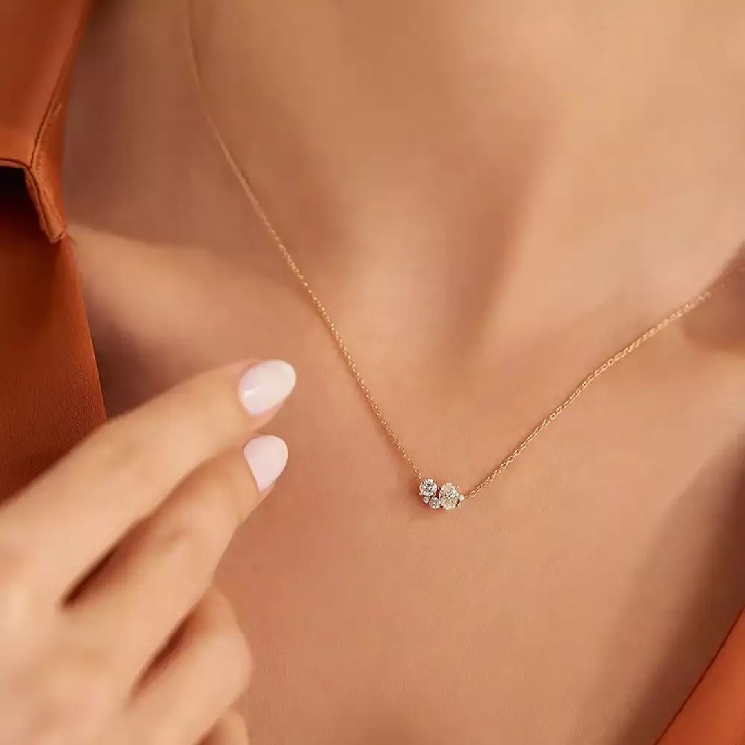 0.38 CT Pırlanta Taşlı Rose Altın Kolye