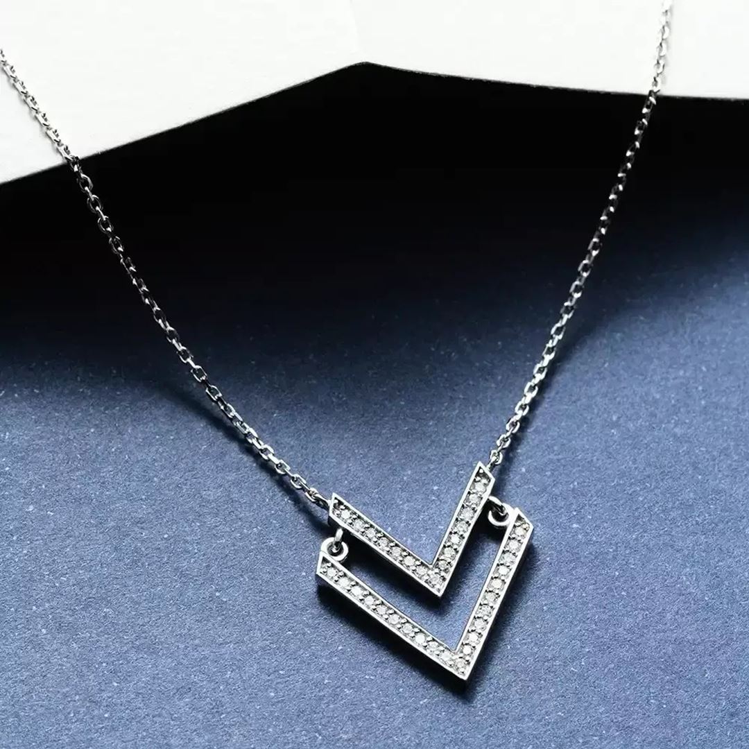 Vector 0.16 CT Pırlanta Taşlı Beyaz Altın Kolye