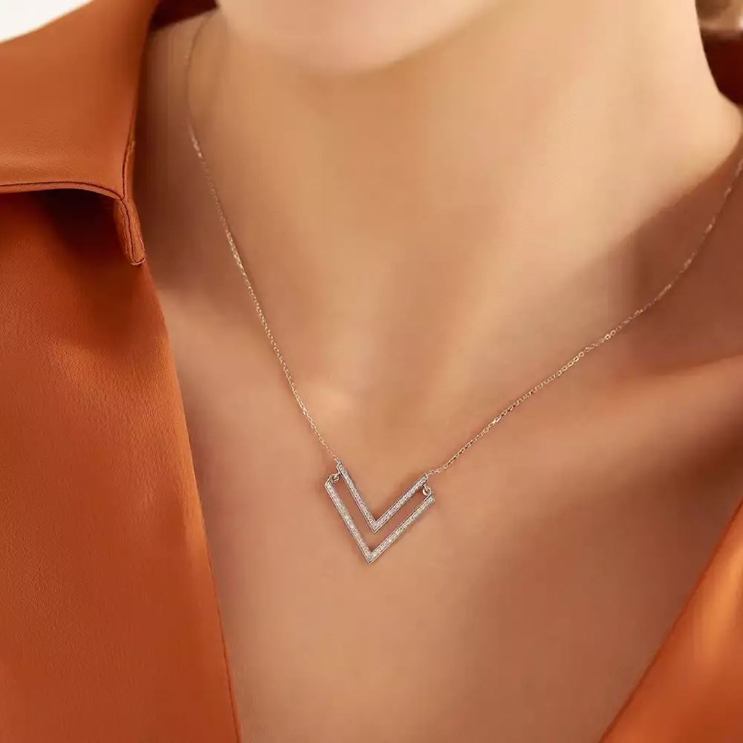 Vector 0.26 CT Pırlanta Taşlı Beyaz Altın Kolye