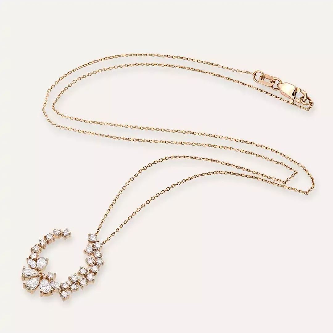 Solve Pırlanta Taşlı Rose Altın Kolye