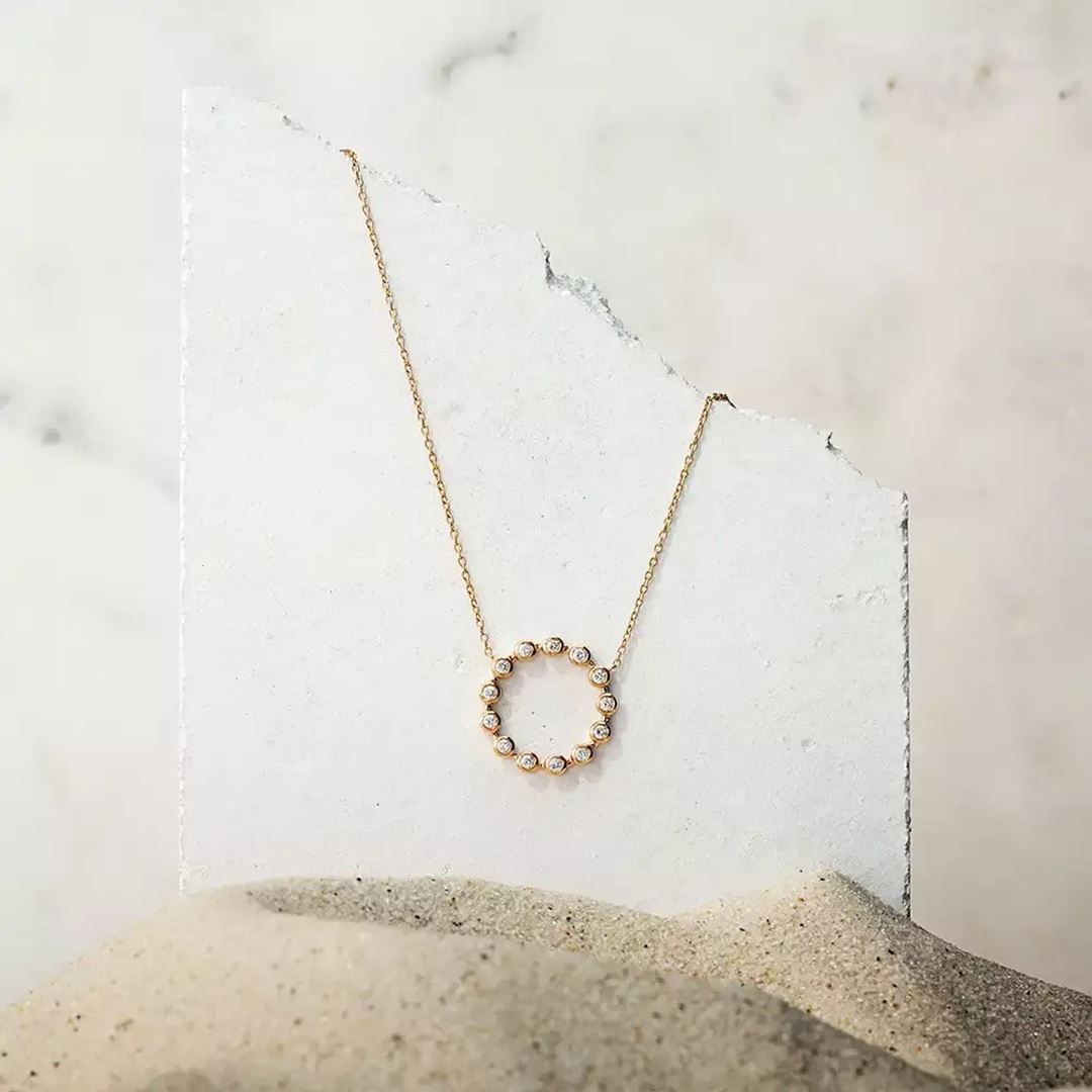 0.33 CT Pırlanta Taşlı Rose Altın Kolye