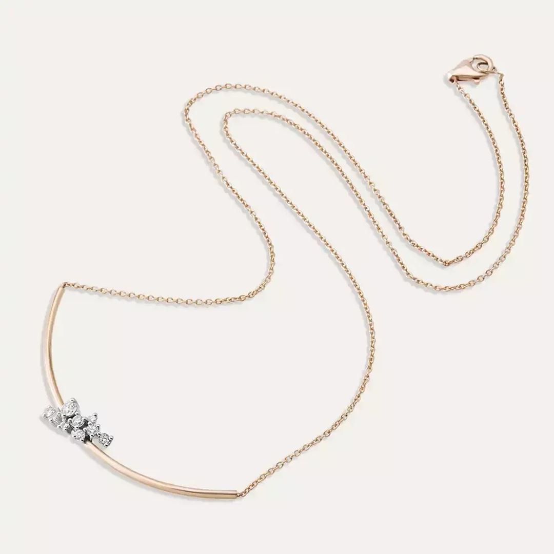 Mela Pırlanta Taşlı Rose Altın Kolye