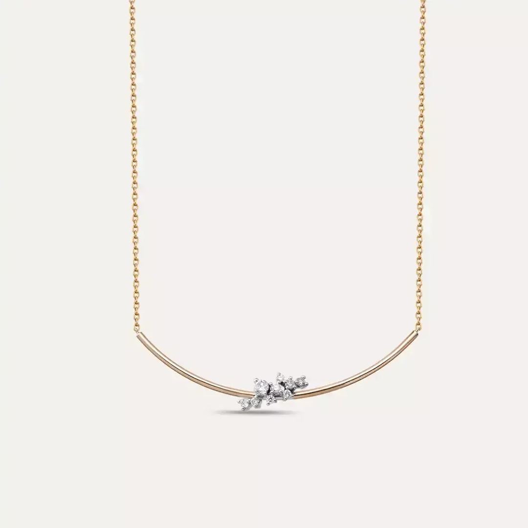 Mela Pırlanta Taşlı Rose Altın Kolye