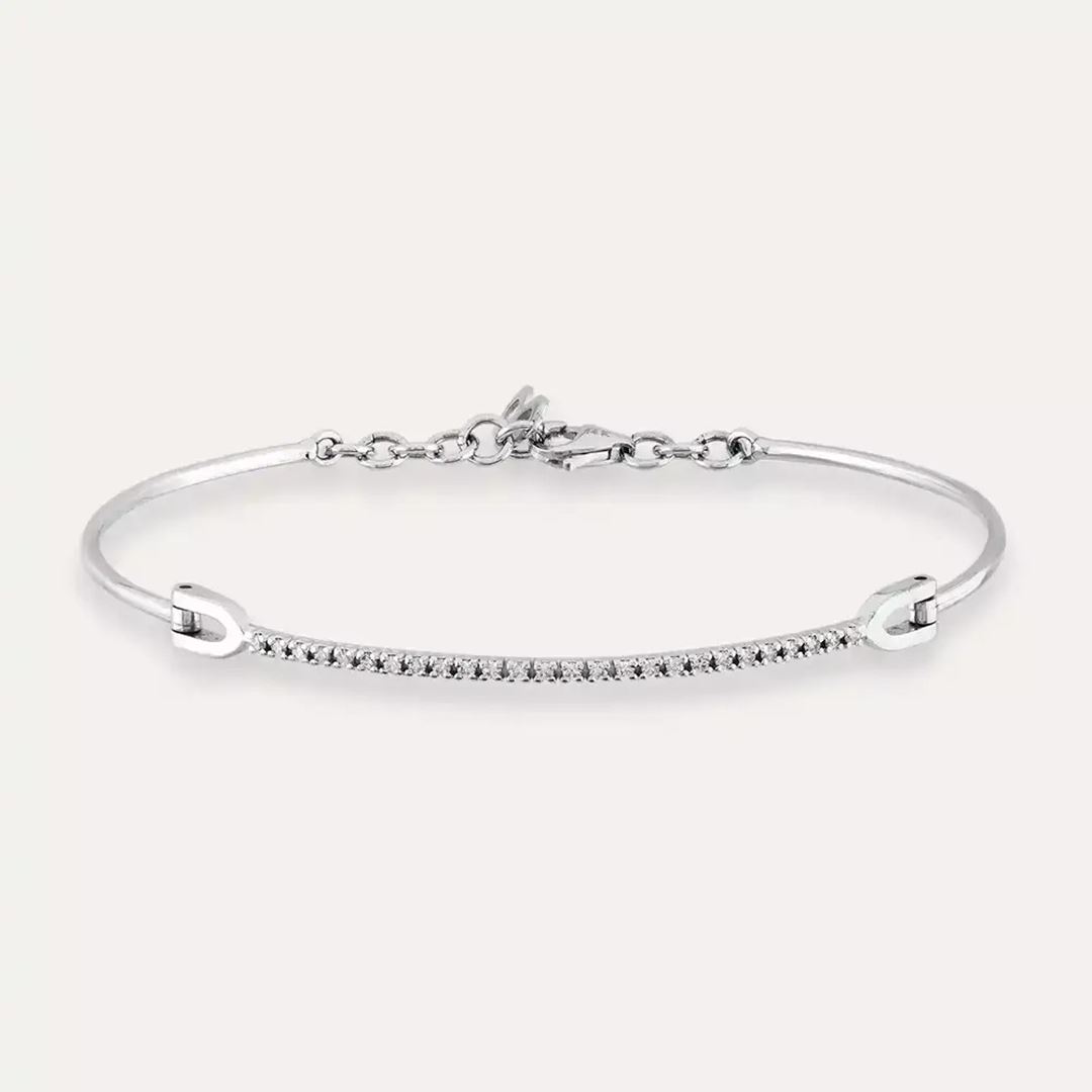 0.16 CT Pırlanta Taşlı Beyaz Altın Bileklik