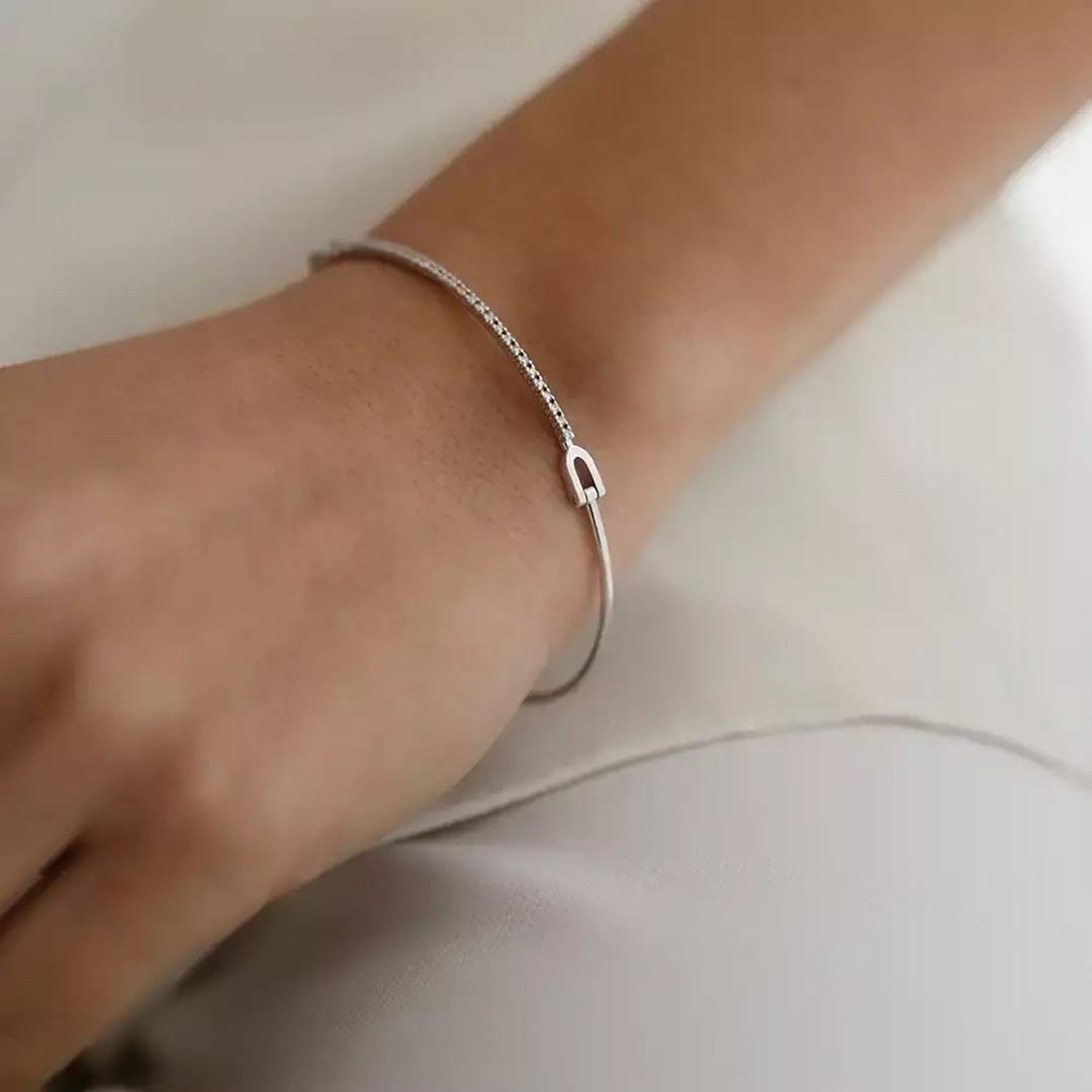 0.16 CT Pırlanta Taşlı Beyaz Altın Bileklik