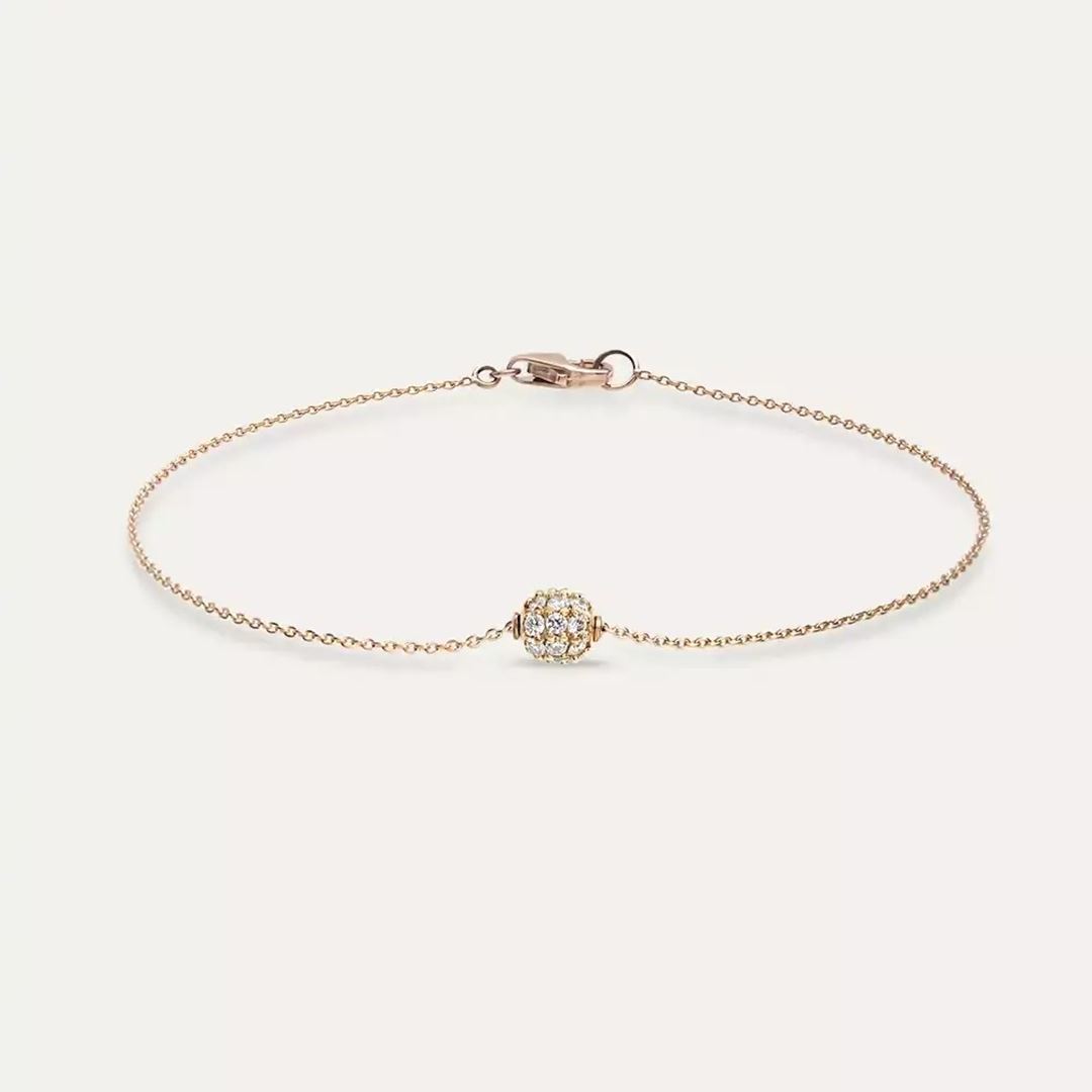 Pırlanta Taşlı Rose Altın Top Bileklik