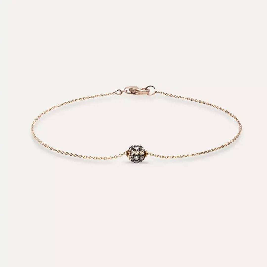 Brown Pırlanta Taşlı Rose Altın Top Bileklik