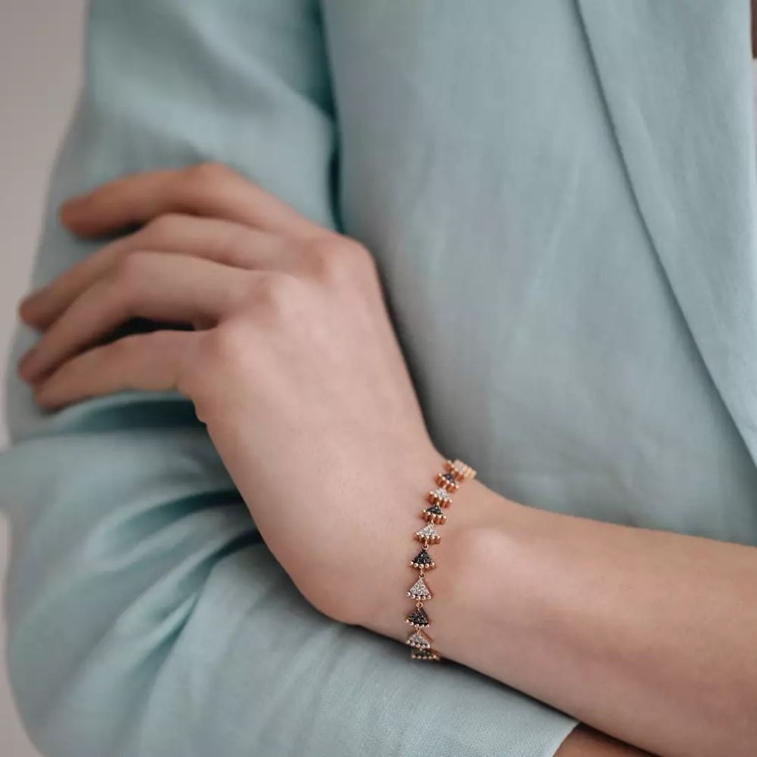 Cheesecake Pırlanta Taşlı Rose Altın Bileklik