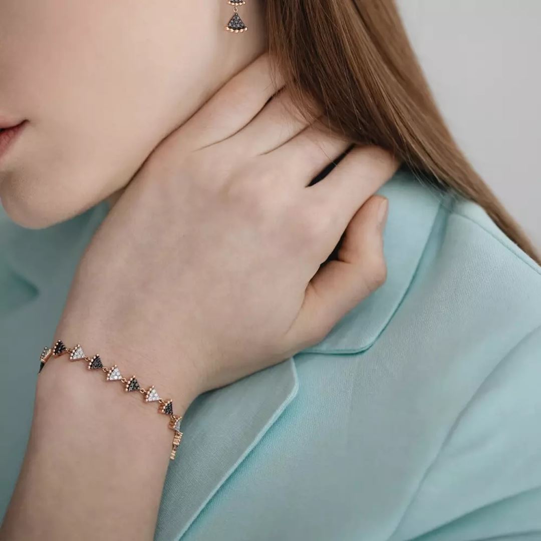 Cheesecake Pırlanta Taşlı Rose Altın Bileklik