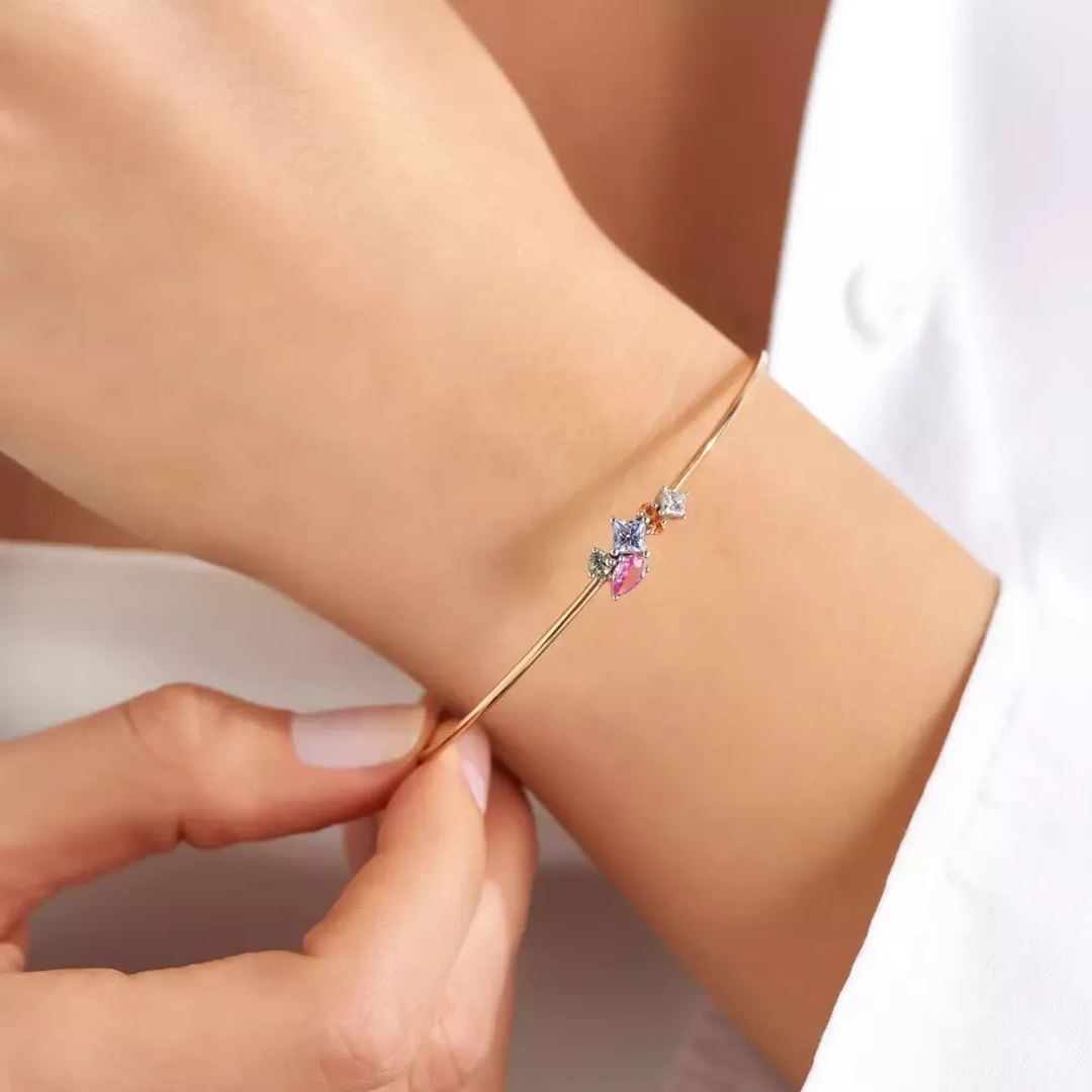 Candy Multicolor Safir ve Pırlanta Taşlı Rose Altın Bileklik
