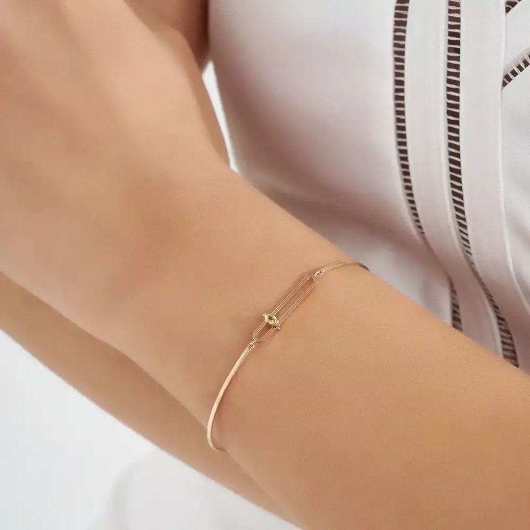 Mila Yellow Safir Taşlı Rose Altın Bileklik