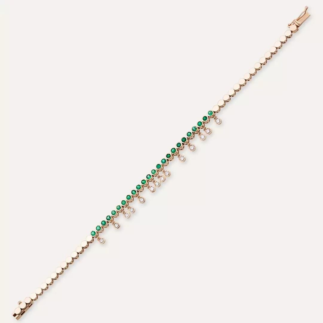 Atomik Pırlanta ve Zümrüt Taşlı Bileklik