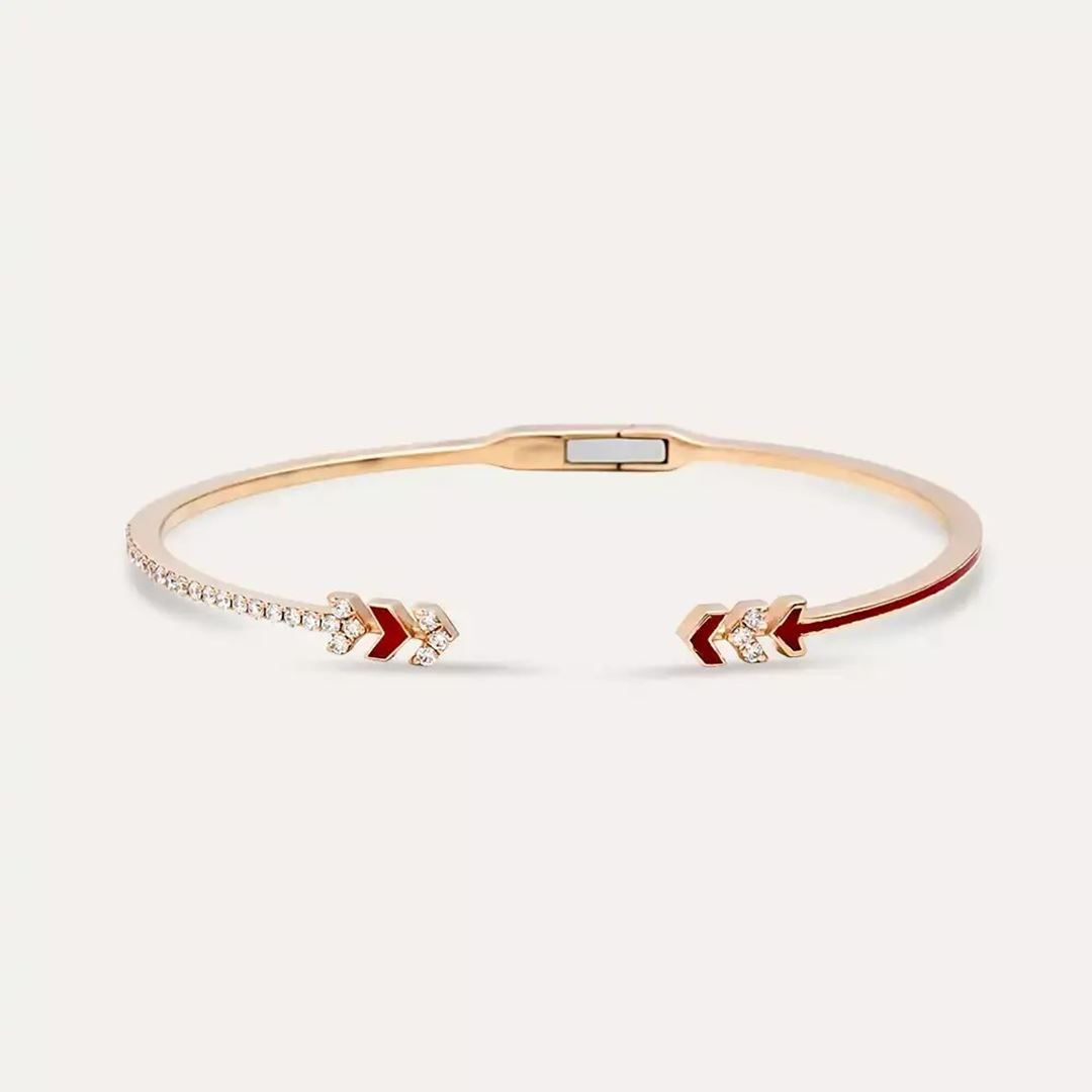 Glint Pırlanta Taşlı ve Kırmızı Mineli Bilezik