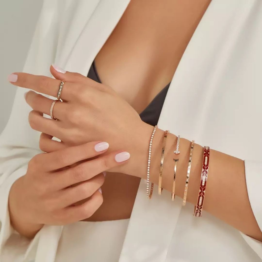 Darkstar Pırlanta Taşlı ve Bordo Mineli Kelepçe Bilezik