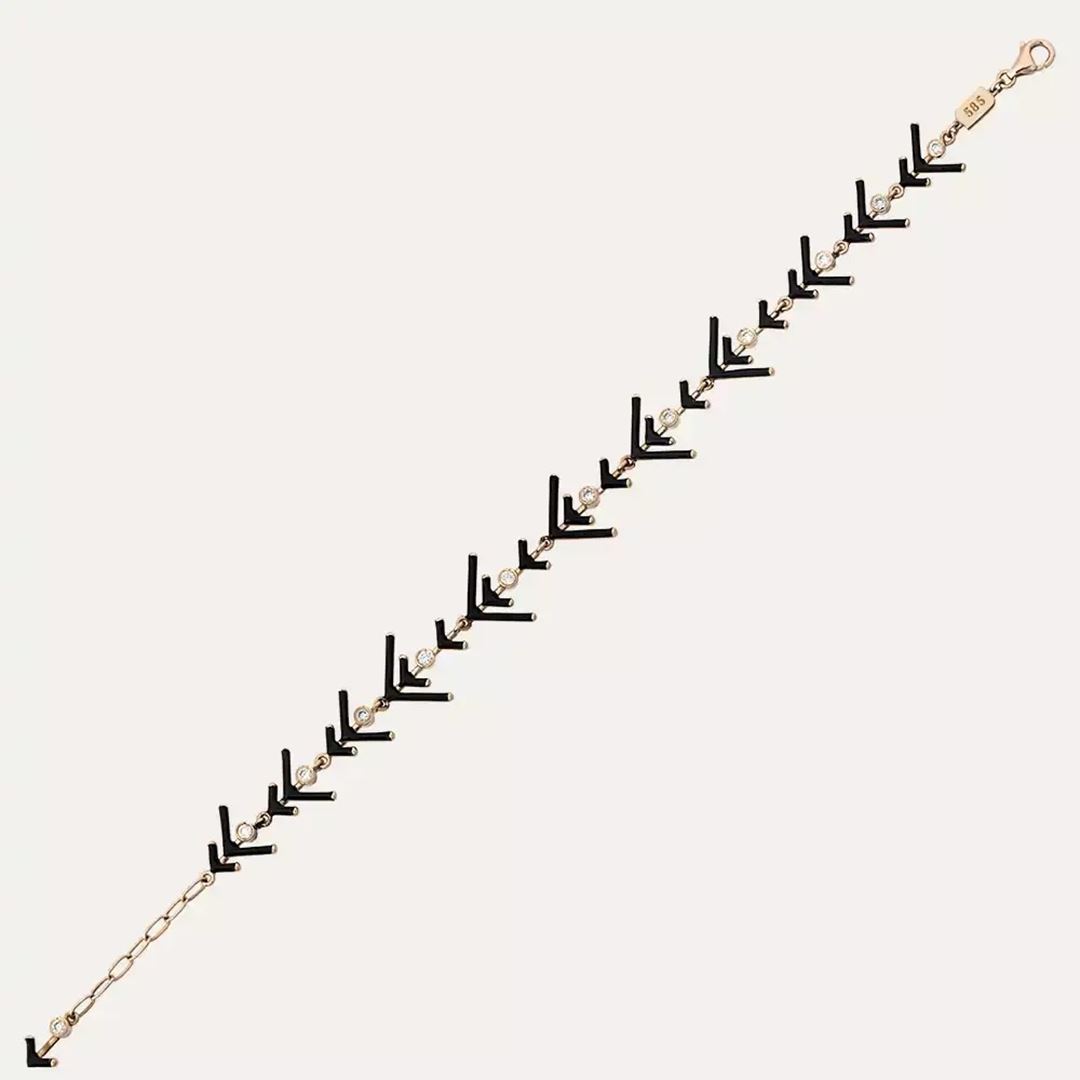 Armor Pırlanta Taşlı ve Siyah Mineli Bileklik