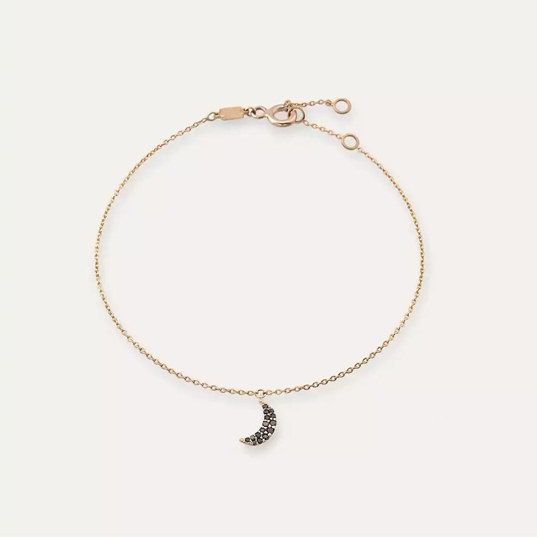 Mona Siyah Pırlanta Taşlı Rose Altın Halhal