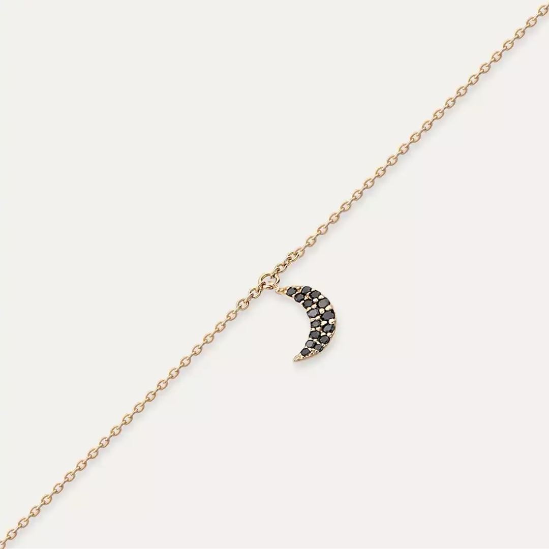 Mona Siyah Pırlanta Taşlı Rose Altın Halhal