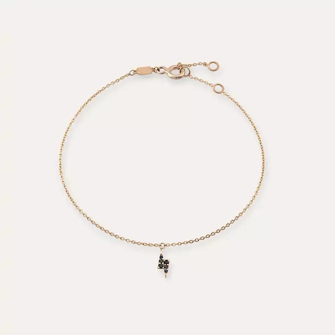 Bolt  Siyah Pırlanta Taşlı Rose Altın Halhal