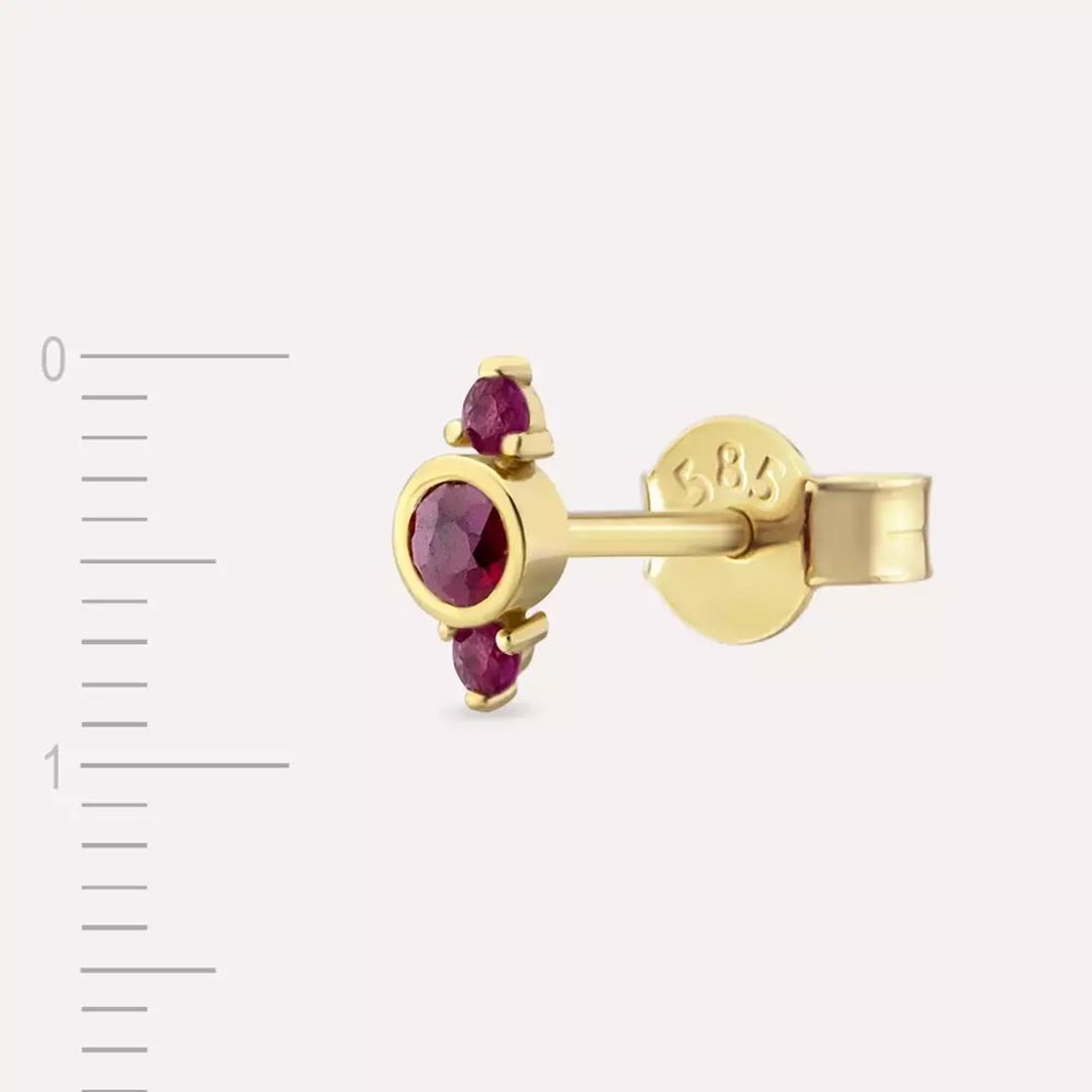 Andy Yakut Taşlı Sarı Altın Tek Küpe