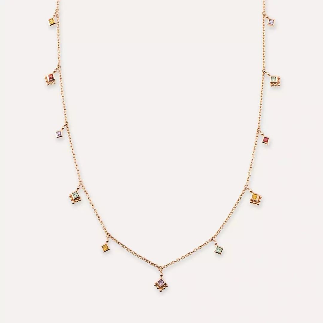 Cassiopeia Multicolor Safir Taşlı Rose Altın Kolye