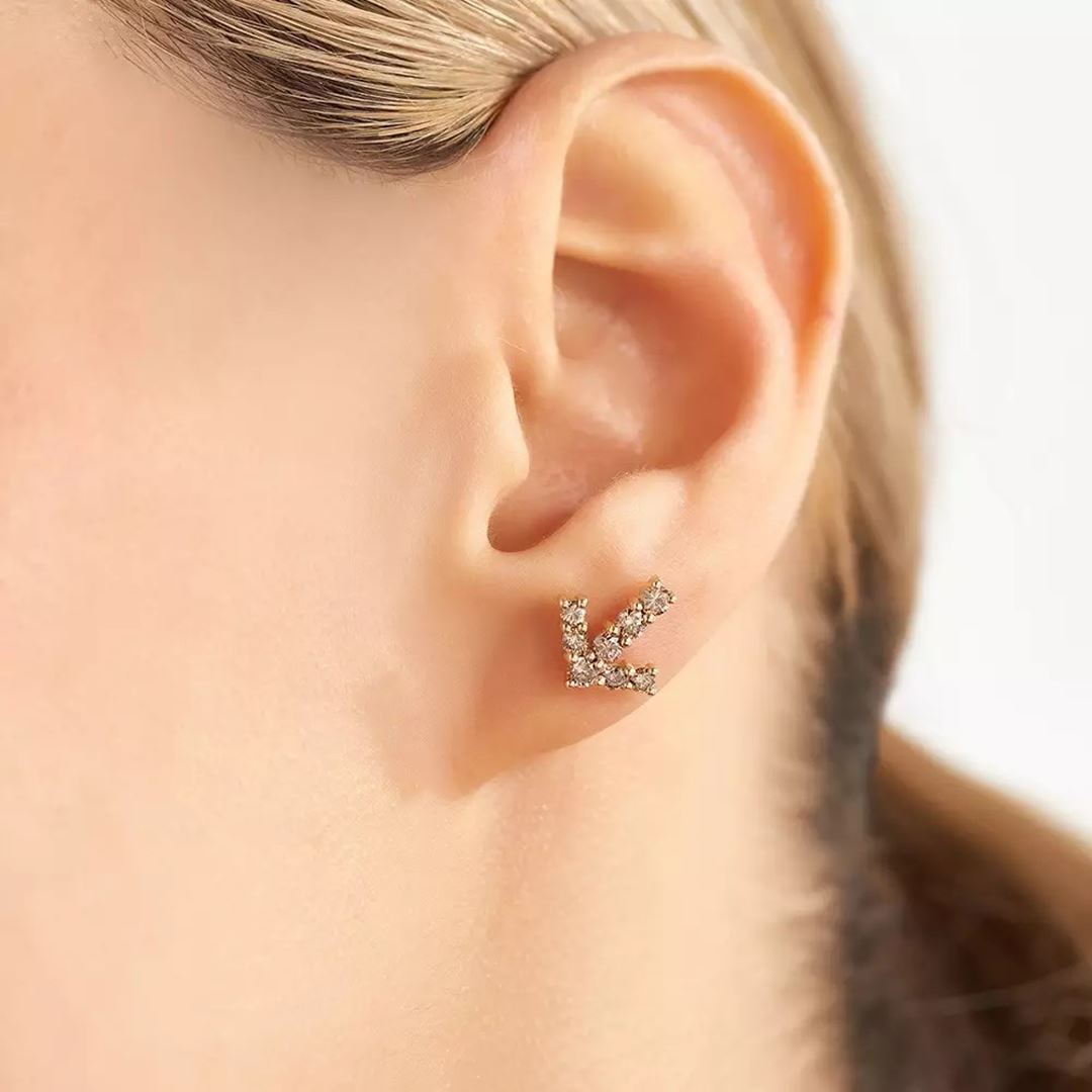 0.45 CT Brown Pırlanta Taşlı Rose Altın Tek Küpe