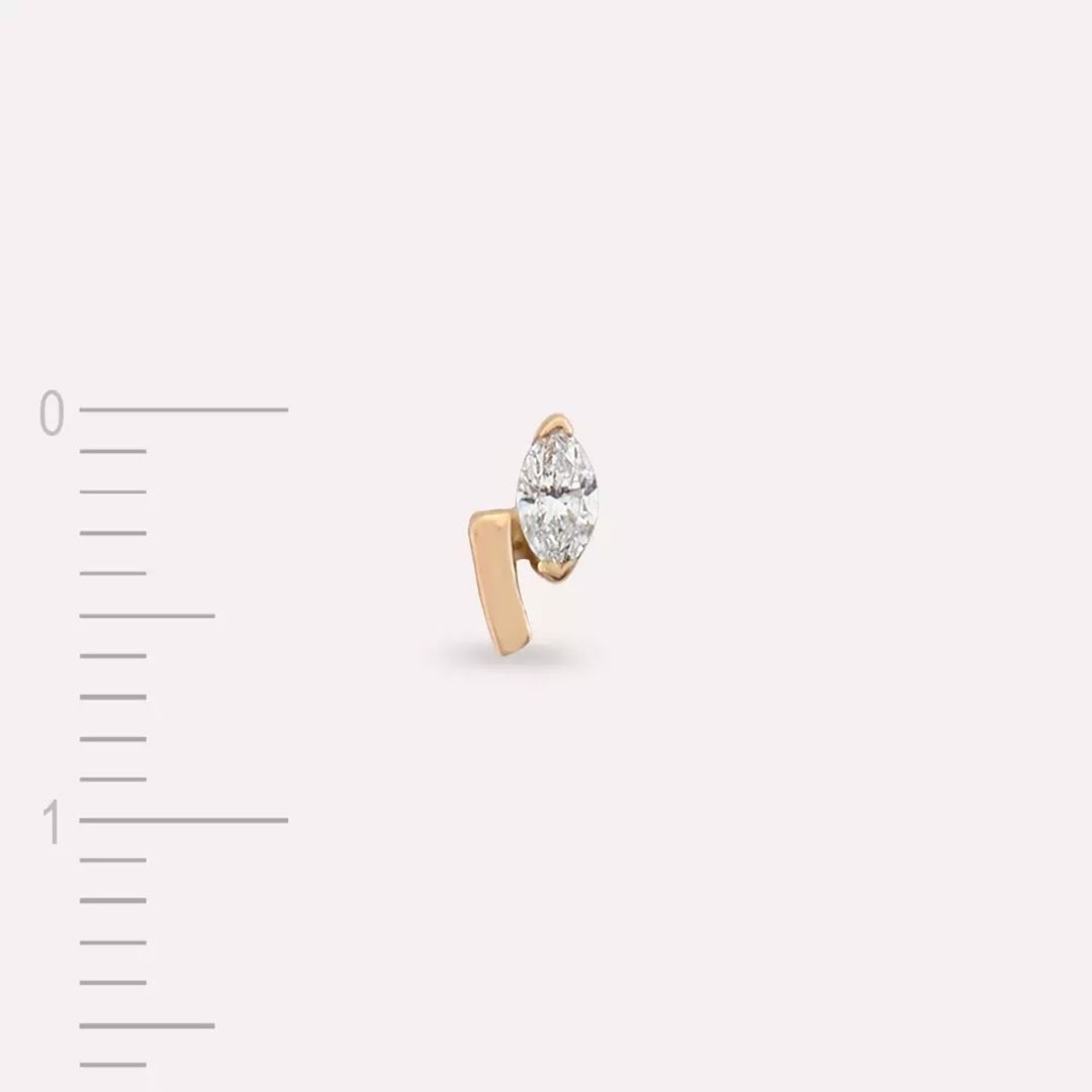 Mira Pırlanta Taşlı Rose Altın Tek Küpe