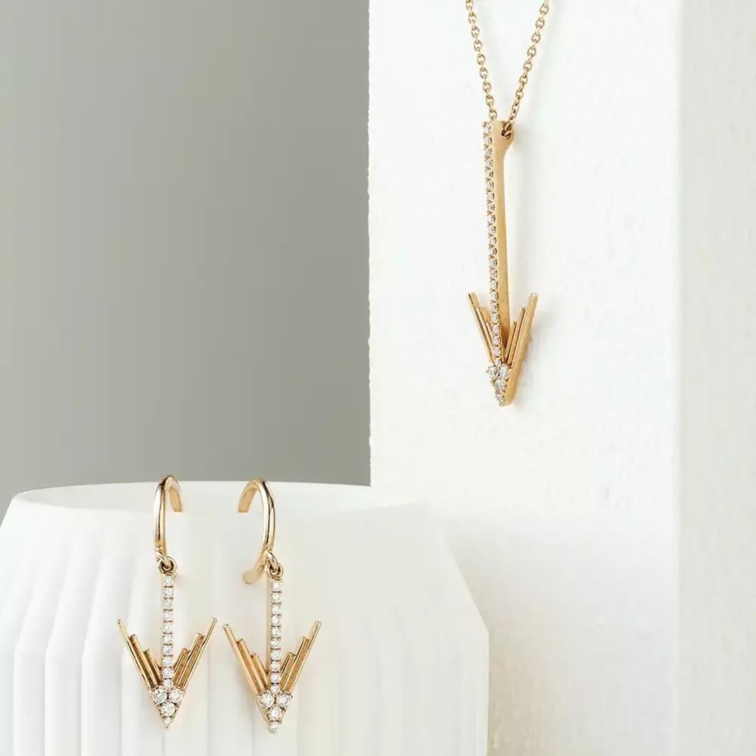 Luvia  Pırlanta Taşlı Rose Altın Küpe