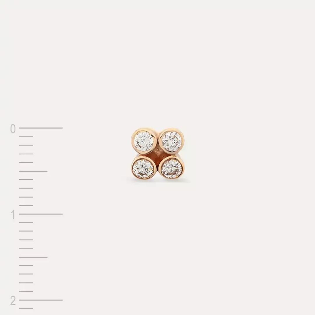 Dots Frame Pırlanta Taşlı Rose Altın Tek Küpe