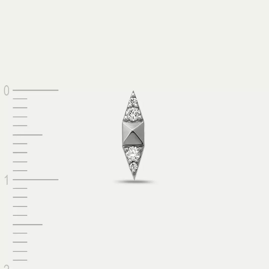Pointed Pırlanta Taşlı Beyaz Altın Tek Küpe
