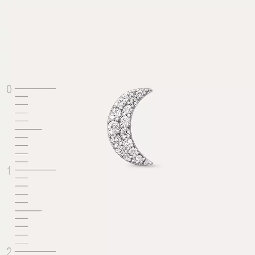 Mona Pırlanta Taşlı Beyaz Altın Tek Küpe