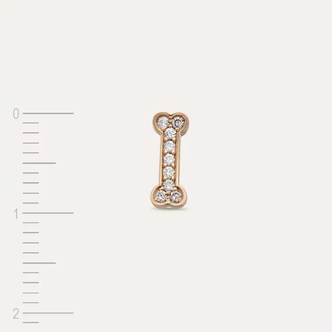 Bonei Pırlanta Taşlı Rose Altın Tek Küpe