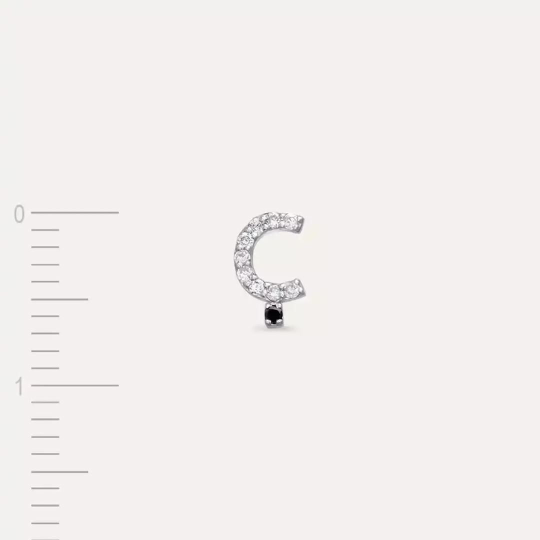 Ç Harf Pırlanta Taşlı Beyaz Altın Tek Küpe