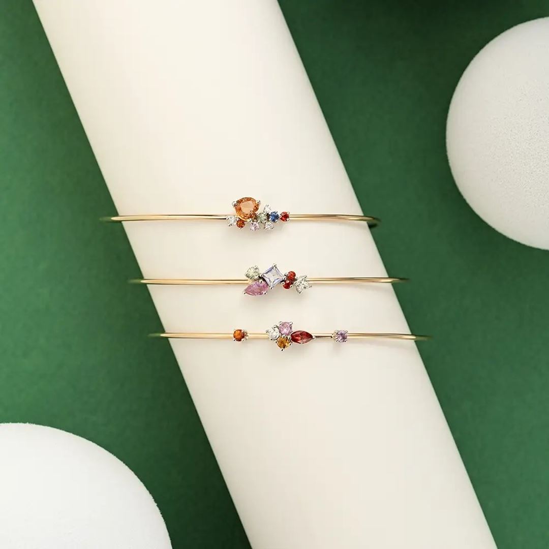 Zoya 1.02 CT Multicolor Safir ve Pırlanta Taşlı Rose Altın Bileklik