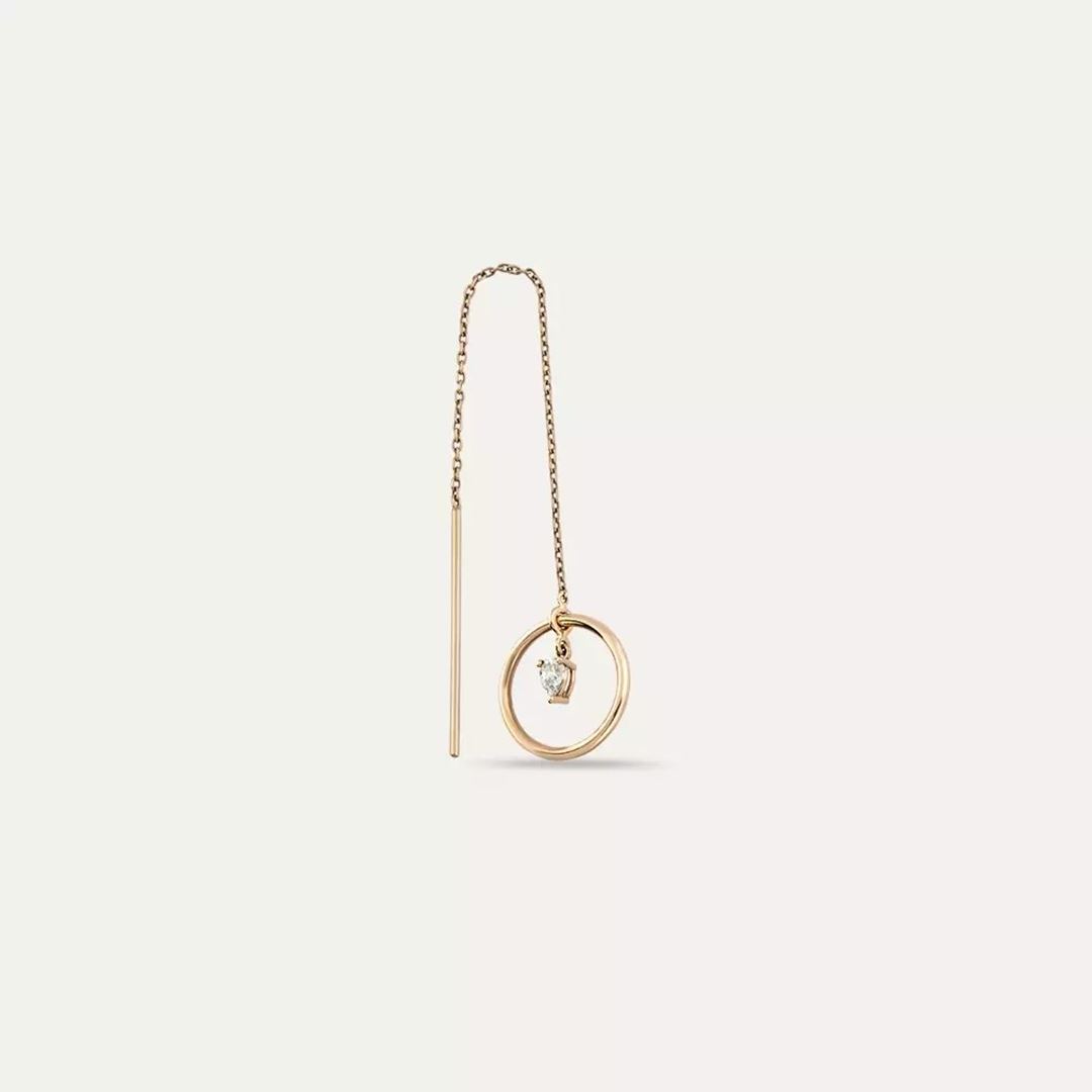 Grove 0.15 CT Damla Kesim Pırlanta Taşlı Rose Altın Sallantılı Küpe