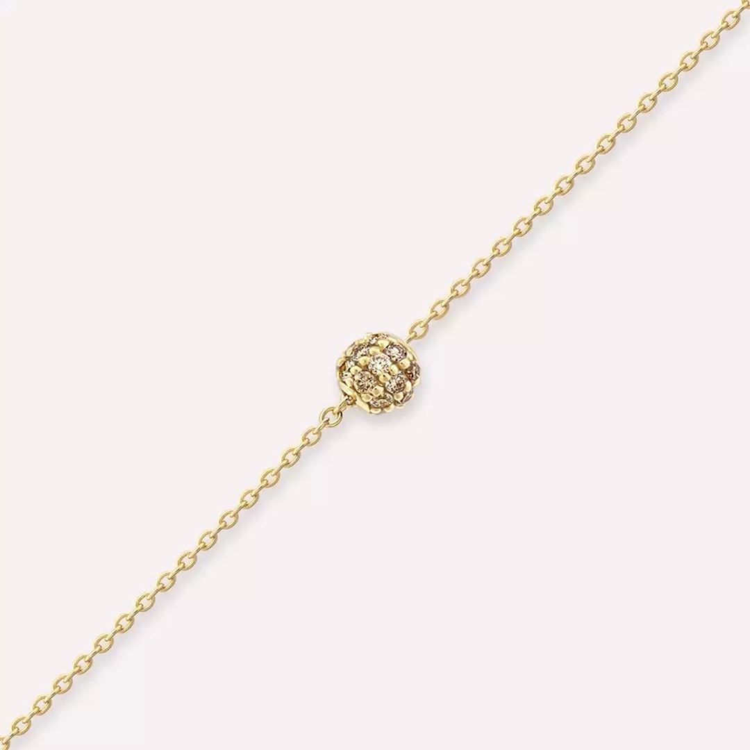 0.28 CT Brown Pırlanta Taşlı Sarı Altın Bileklik