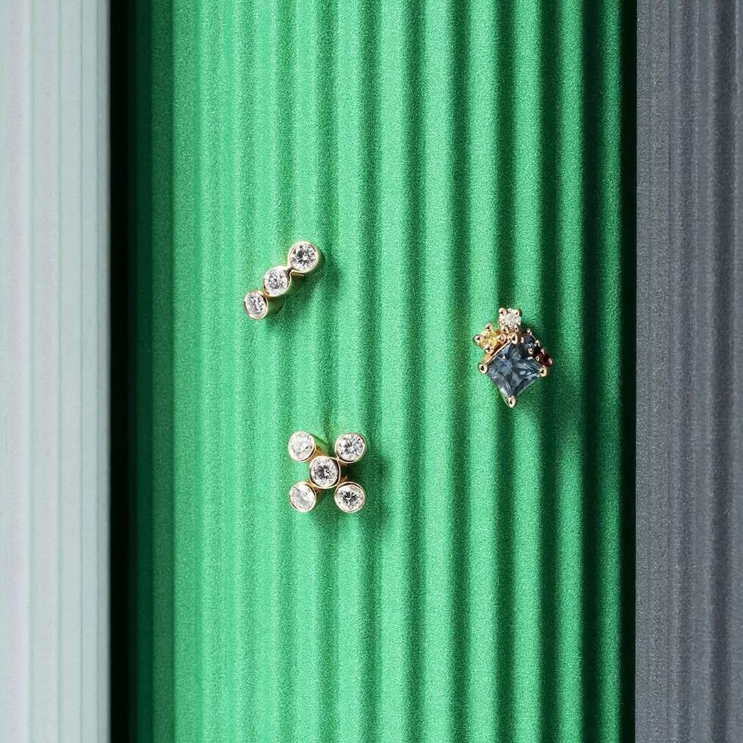 Dots Three Pırlanta Taşlı Rose Altın Mini Tek Küpe