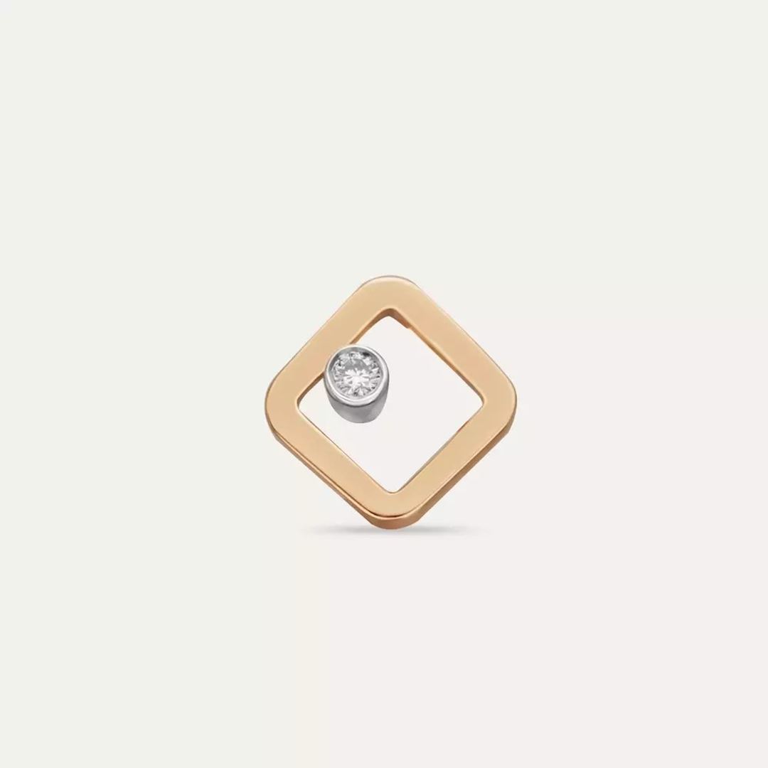 Grain Pırlanta Taşlı Rose Altın Tek Küpe