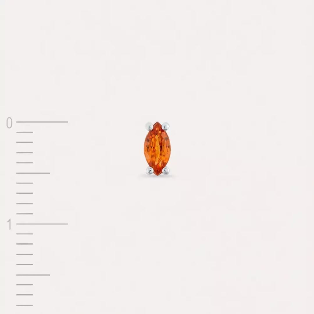 Spice Markiz Kesim Orange Safir Taşlı Beyaz Altın Tek Küpe