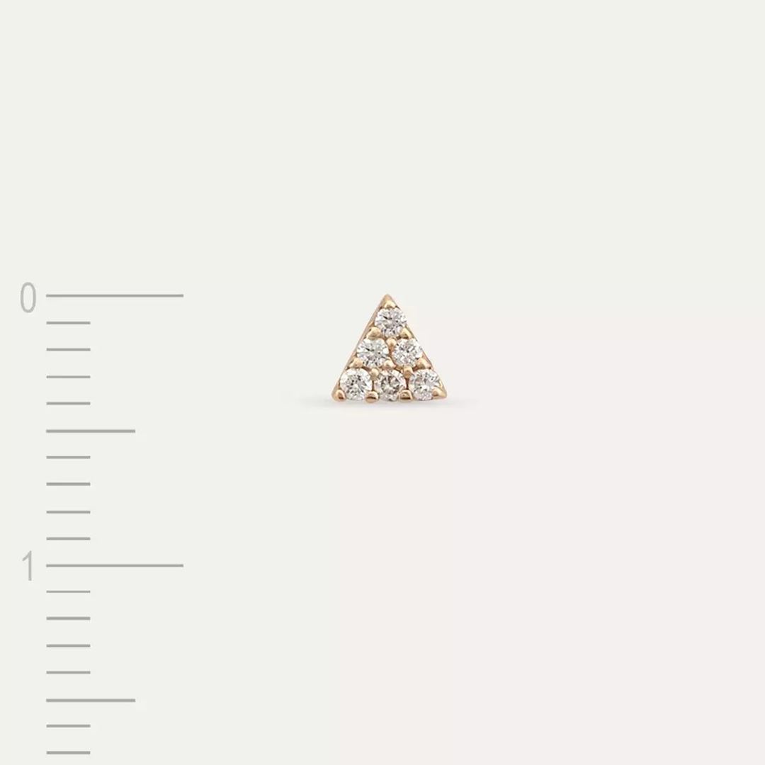 Trigon Pırlanta Taşlı Rose Altın Tek Küpe