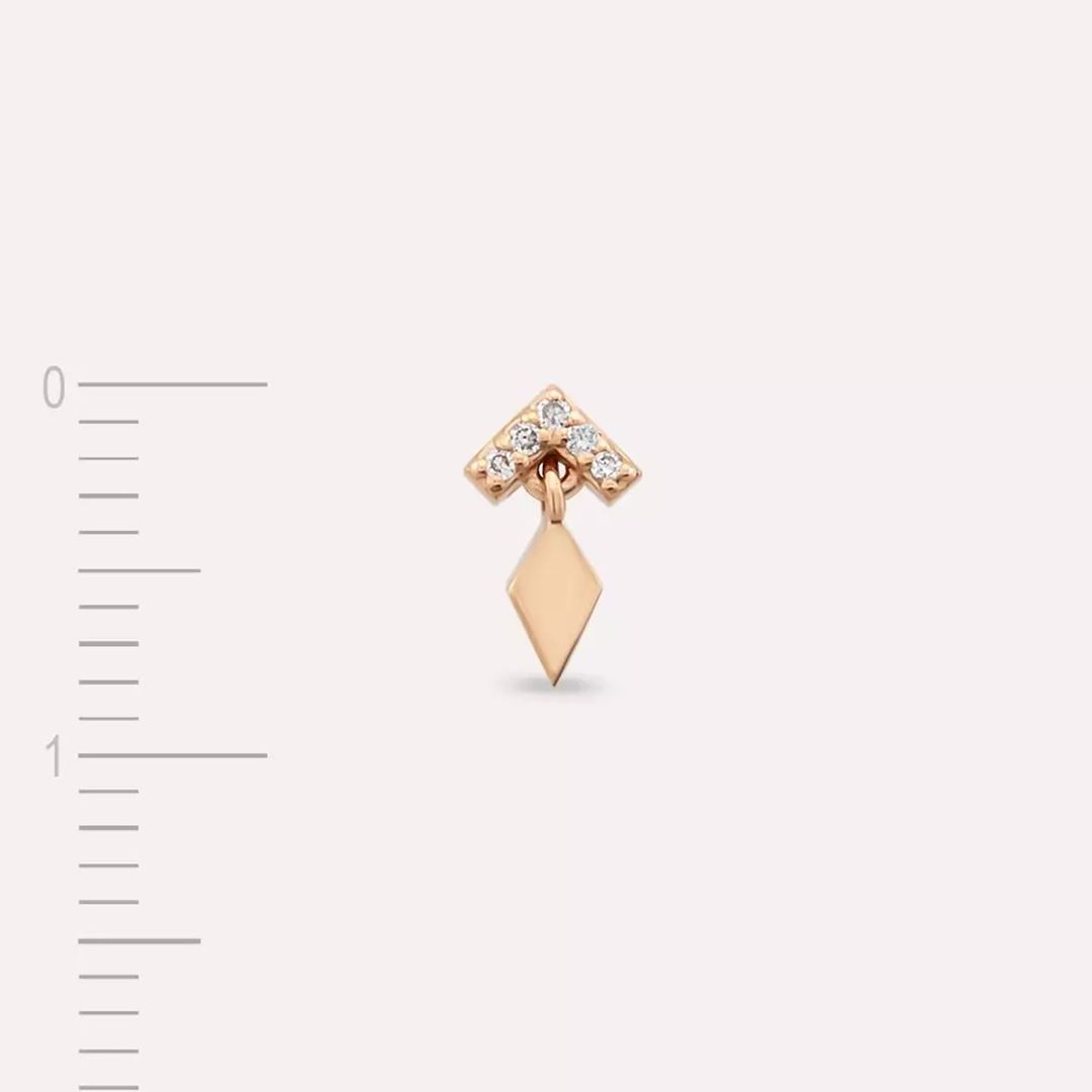 Glim Pırlanta Taşlı Rose Altın Tek Küpe
