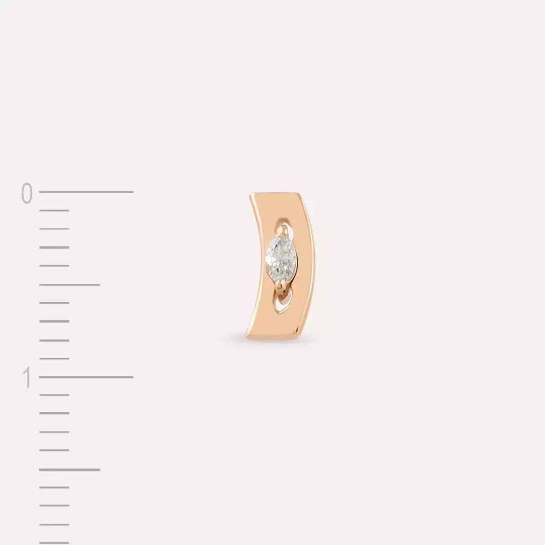 Iris Markiz Kesim Pırlanta Taşlı Rose Altın Tek Küpe