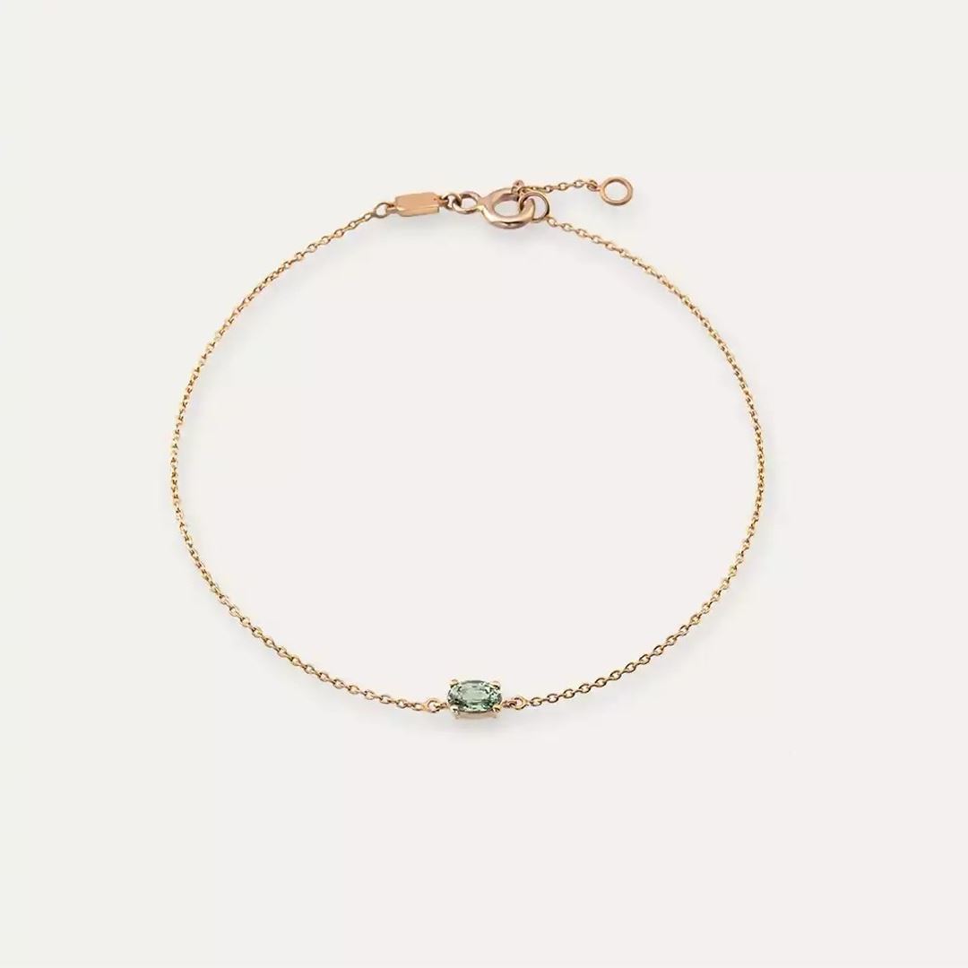 Aria Green Safir Taşlı Rose Altın Bileklik