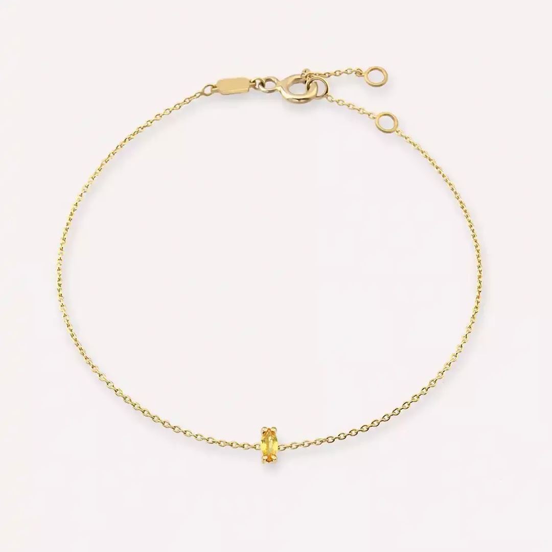 Rosy Yellow Safir Taşlı Sarı Altın Bileklik