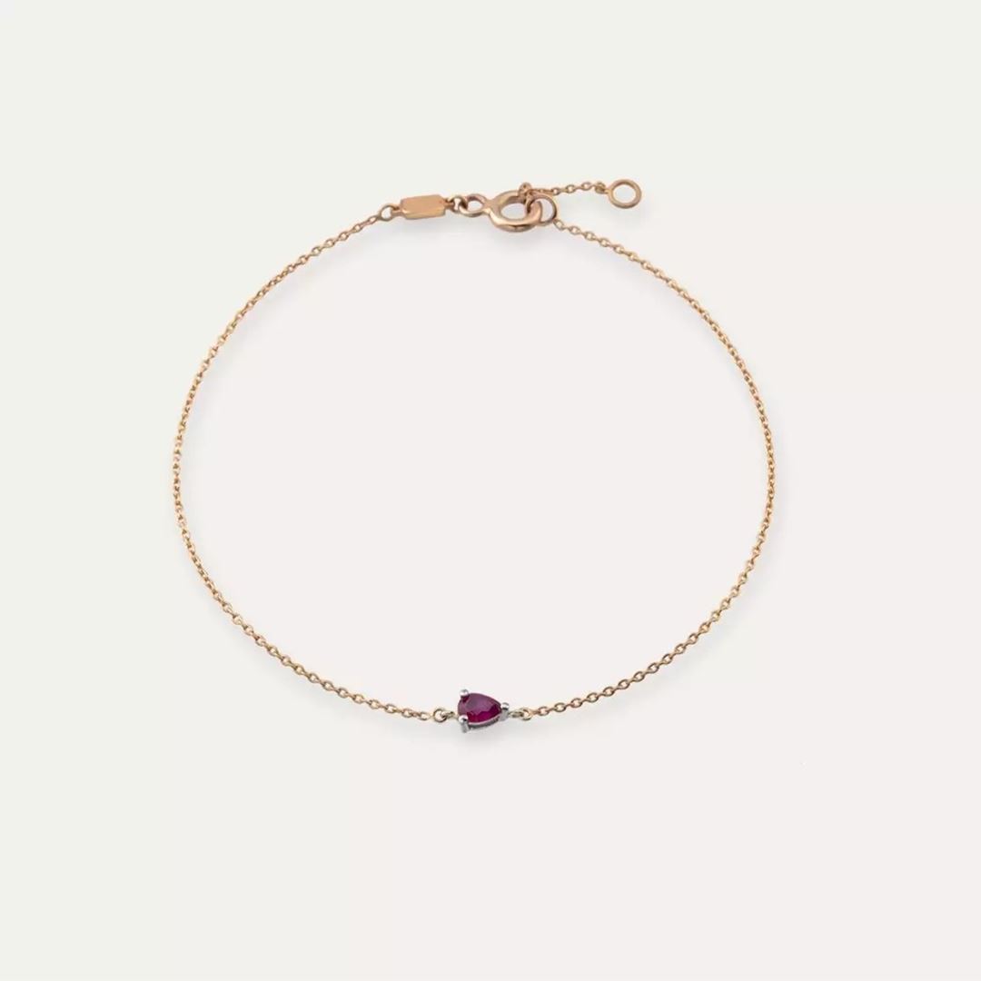 Damla Kesim Yakut Taşlı Rose Altın Bileklik