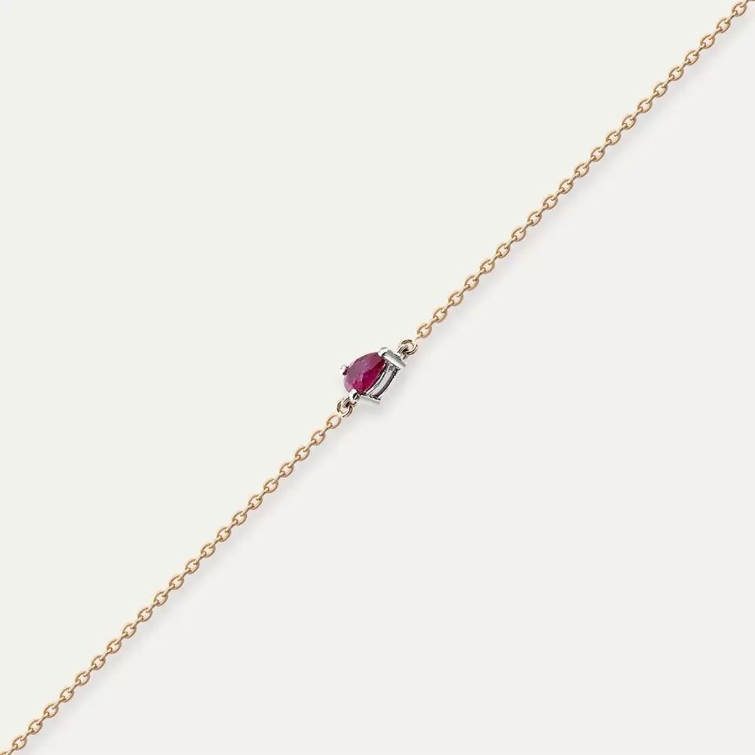 Damla Kesim Yakut Taşlı Rose Altın Bileklik