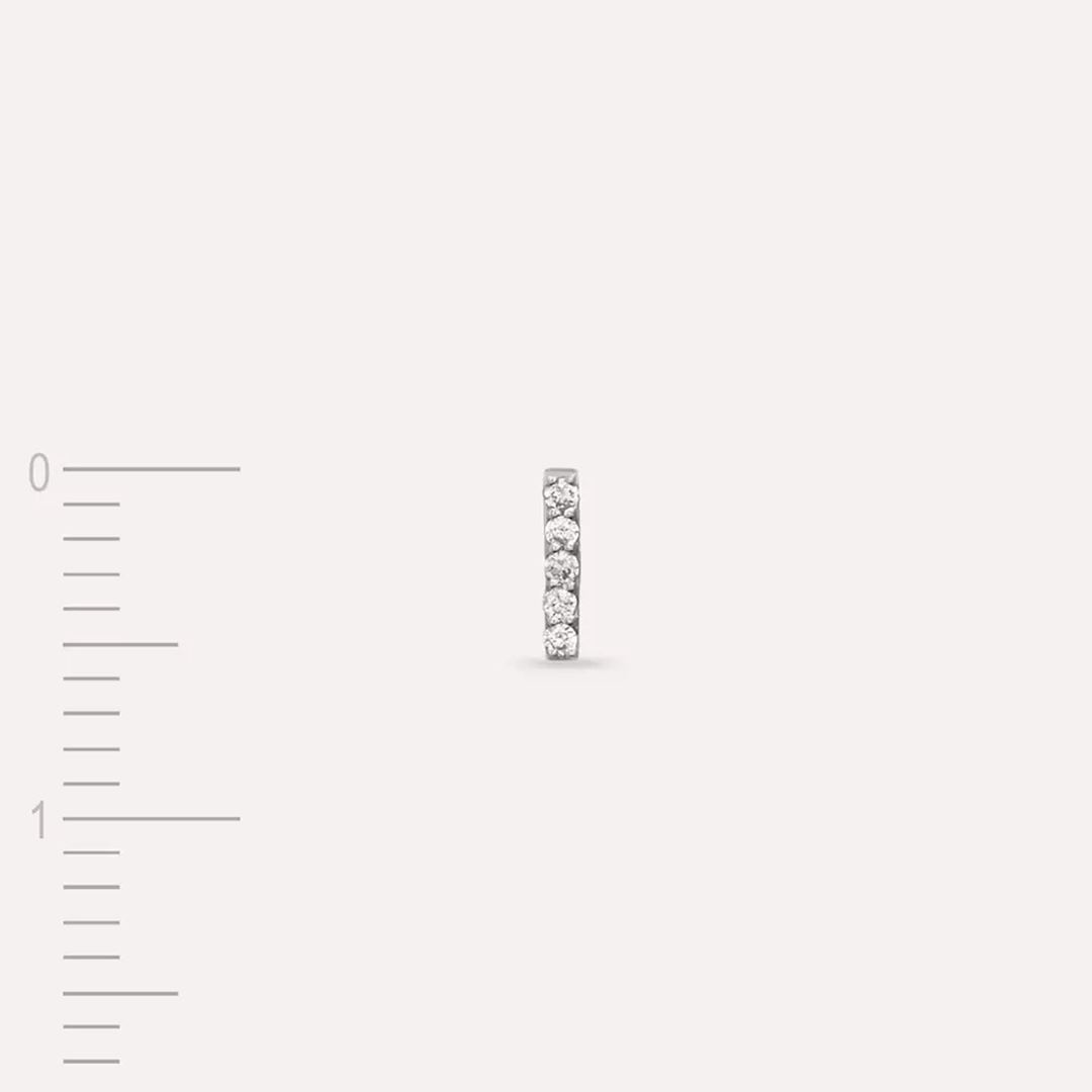 I Harf Pırlanta Taşlı Beyaz Altın Tek Küpe