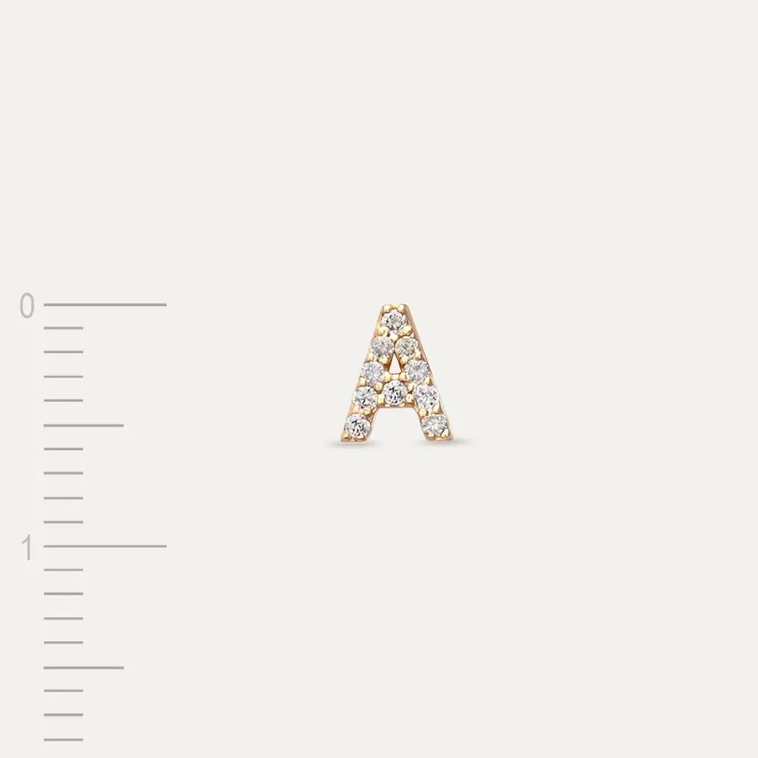 A Harf Pırlanta Taşlı Rose Altın Piercing