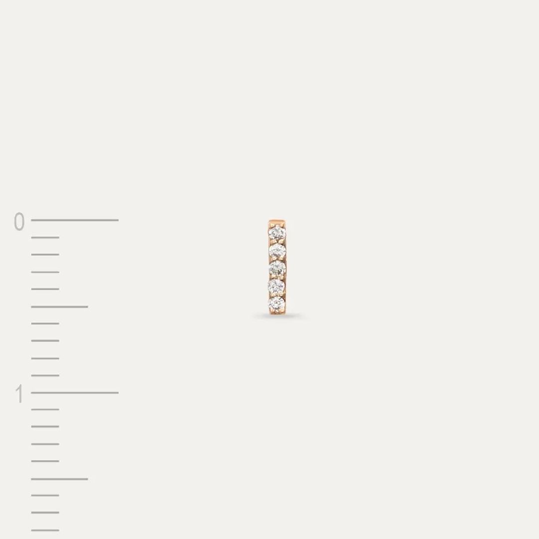 I Harf Pırlanta Taşlı Rose Altın Piercing