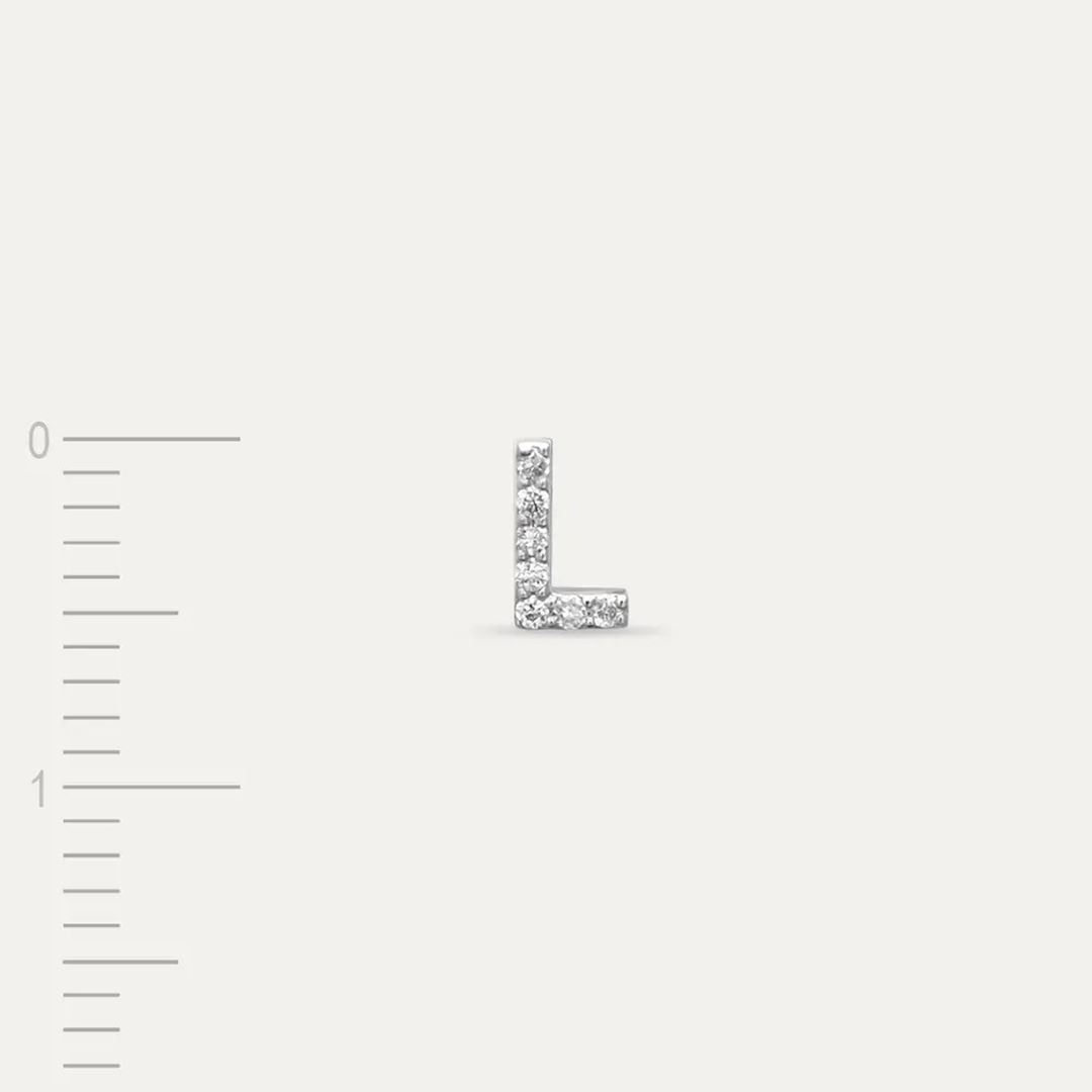 L Harf Pırlanta Taşlı Rose Altın Piercing